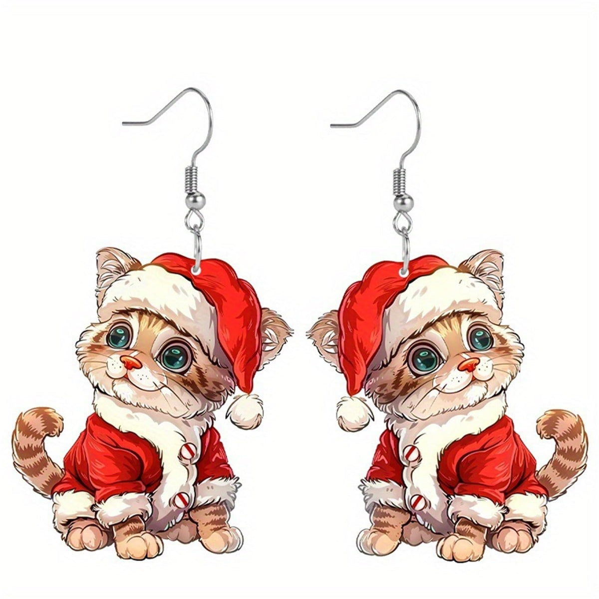 Christmas Dangle Kitten Earrings for Women — Hypoallergenic Holiday Jewelry